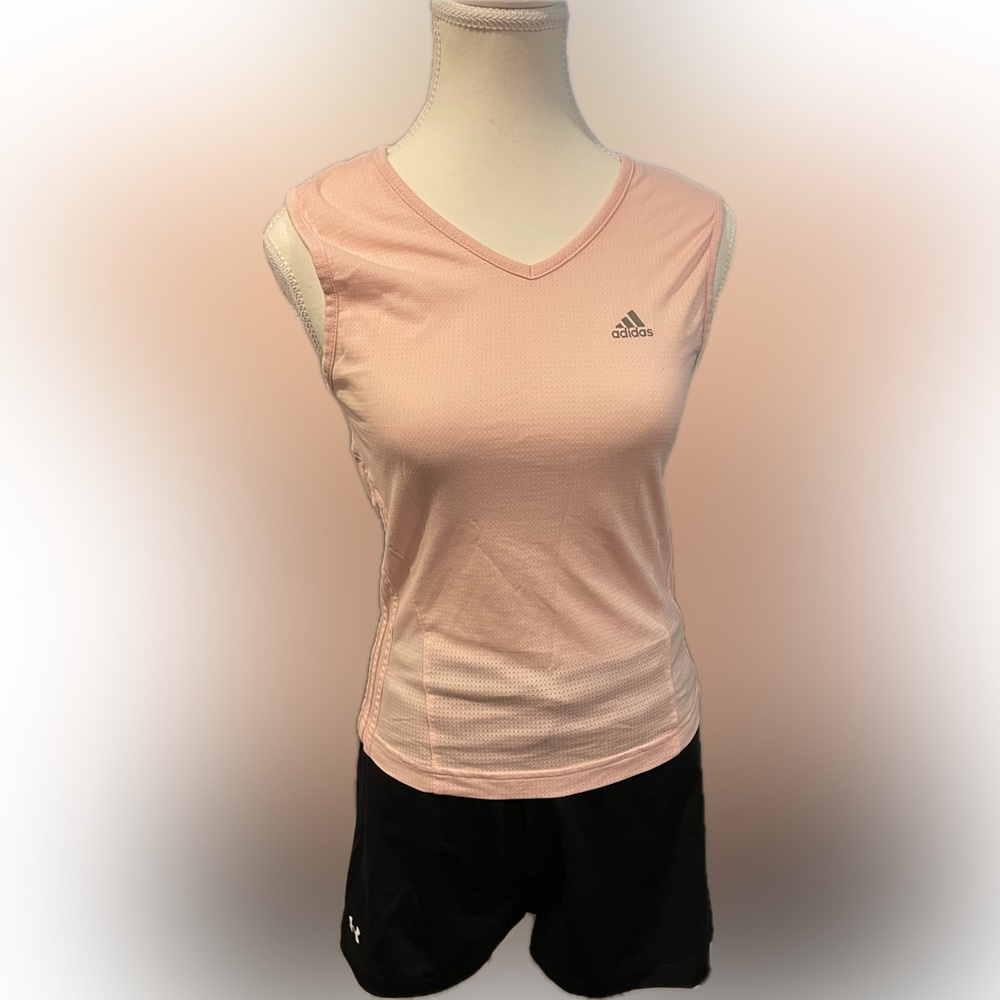 Under Armor shorts and Adidas shirt pink/black Small set